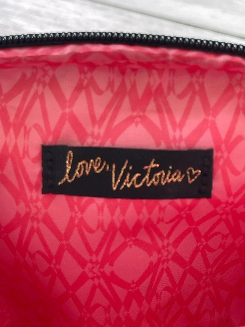 Victoria's Secret Black Textured Cosmetic Pouch with Insect Embellishments